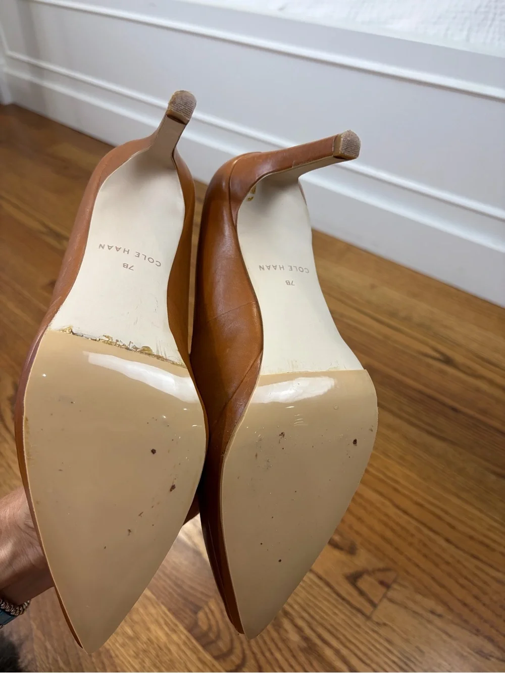 Cole Haan Tan Leather Pointed-Toe Pumps (7)